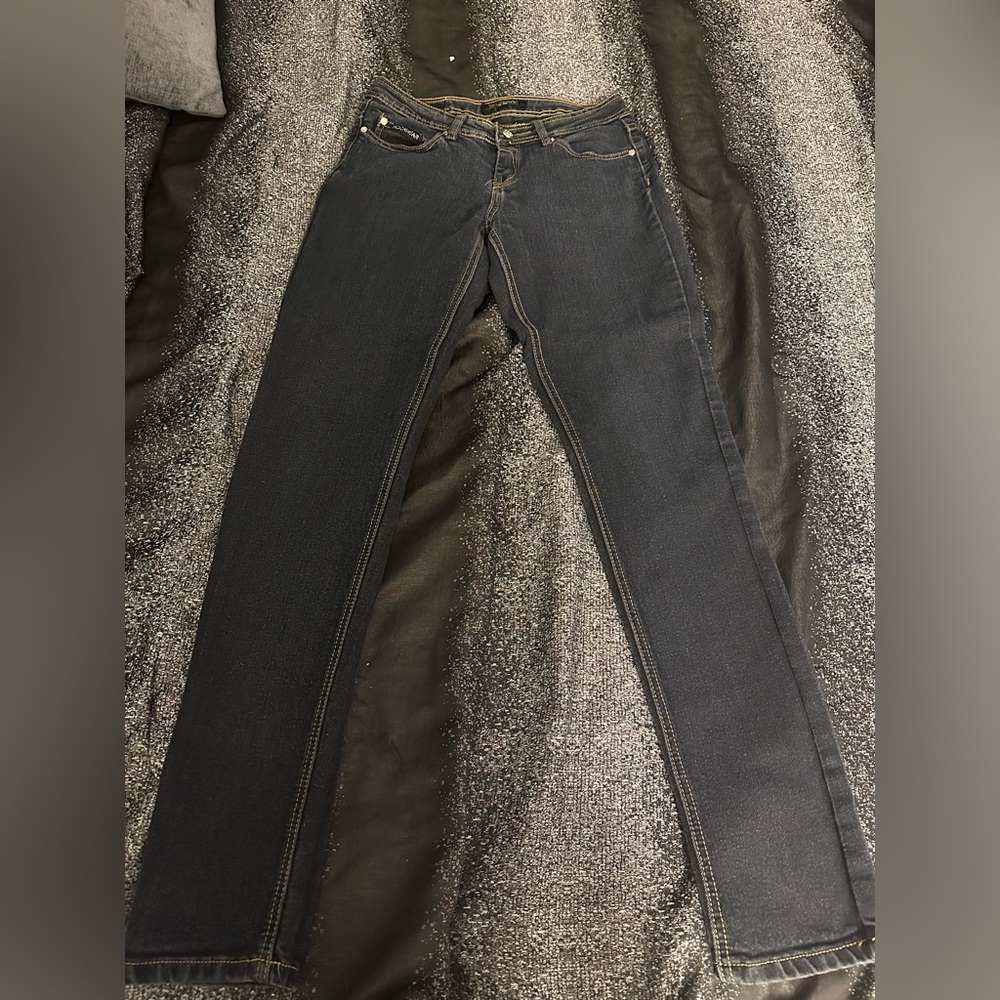 ROCA WEAR WOMENS DARK WASH SKINNY ANKLE JEANS EMBROIDERED POCKETS SIZE 7